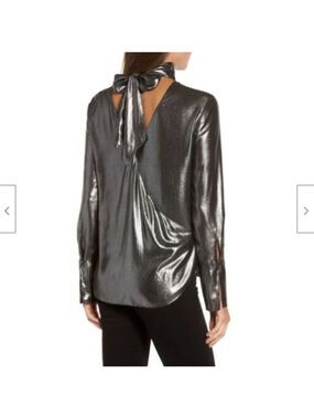 Trouve Silver Foil Metallic Tie Back Top XS